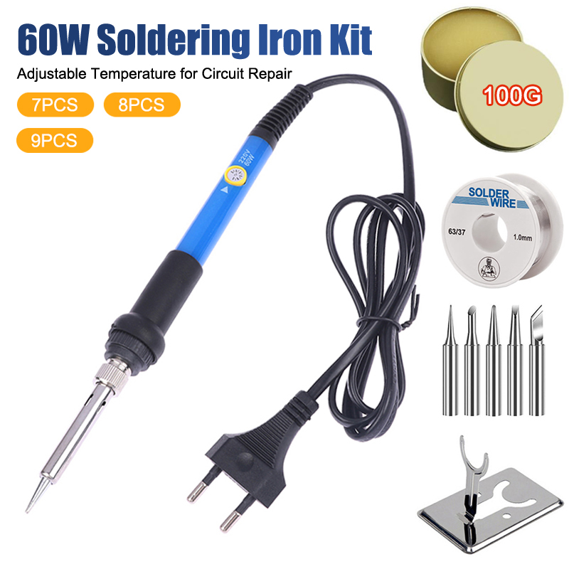 Diy Electronics Hobby - 温度調節可能 220V 60W 電気はんだごてキット はんだこて先 DIY回路溶接修理ツール
