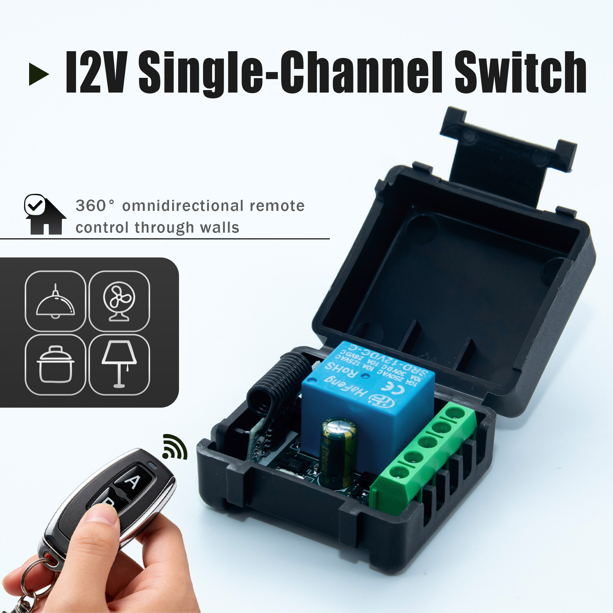 Relay Module 5V - DC 12V 433MHz ワイヤレスリモートコントロールスイッチ 1CH RF