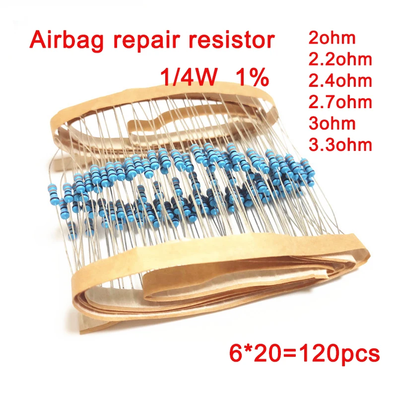 Resistor Kit 1 4W - 車のオートバイ修理抵抗器,金属フィルム抵抗器セット,0.25w,1% 抵抗,2オーム,2.7オーム,3オーム,3.3オーム