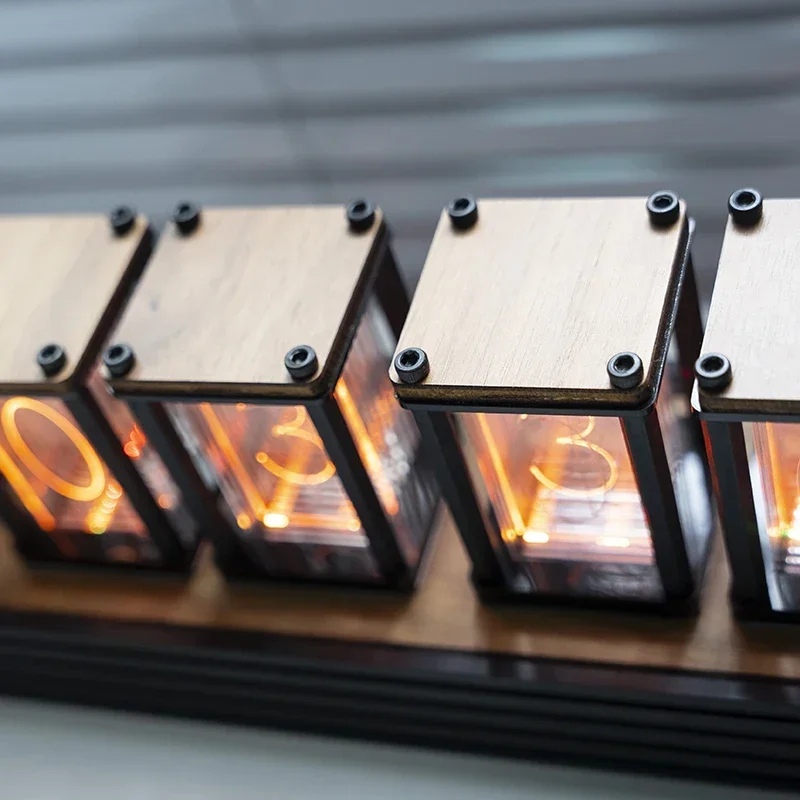 Diy Electronics Table - 新しい高級ニキシーグローチューブ時計木製 DIY テーブルクロック電子デスクトップ時計 RGB サイレントデジタル時計装飾