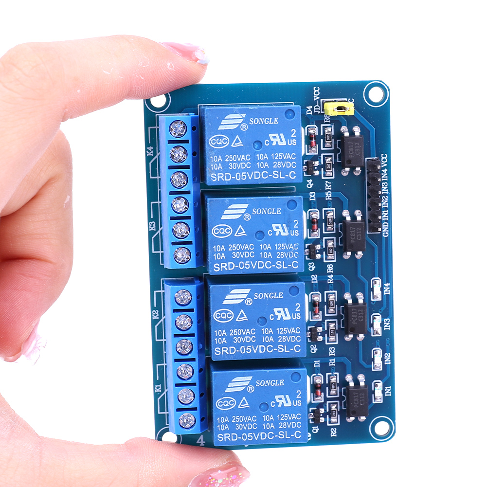 5V 12V 4チャンネルリレーボード、オプトカプラリレー付 - Relay Module 5V のレビューと価格