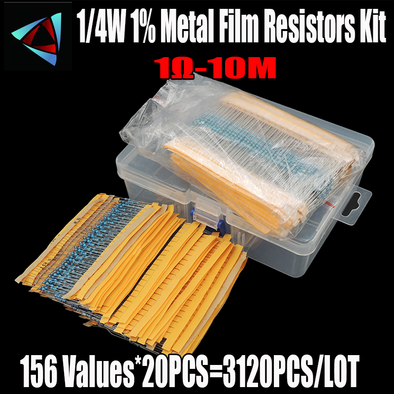 固定金属皮膜抵抗キット,3120ピース/ロット156値1/4 - Resistor Kit 1 4W のレビューと価格