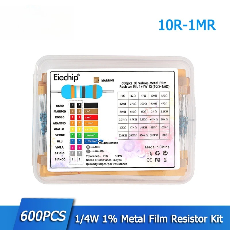 300/600個入り 1/4W 金属皮膜抵抗器キット 抵抗値 - Resistor Kit 1 4W のレビューと価格