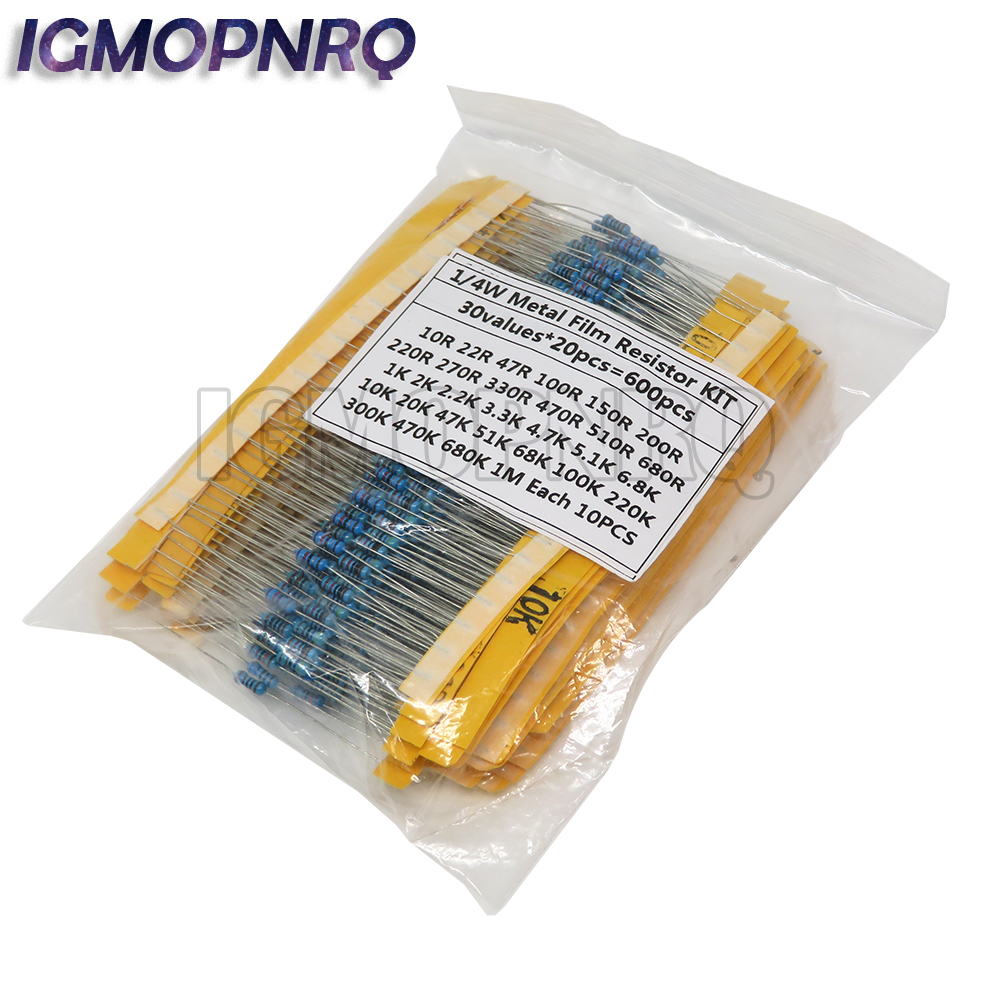 1k 10k 600 k 220オーム470オーム抵抗器金属 - Resistor Kit 1 4W のレビューと価格