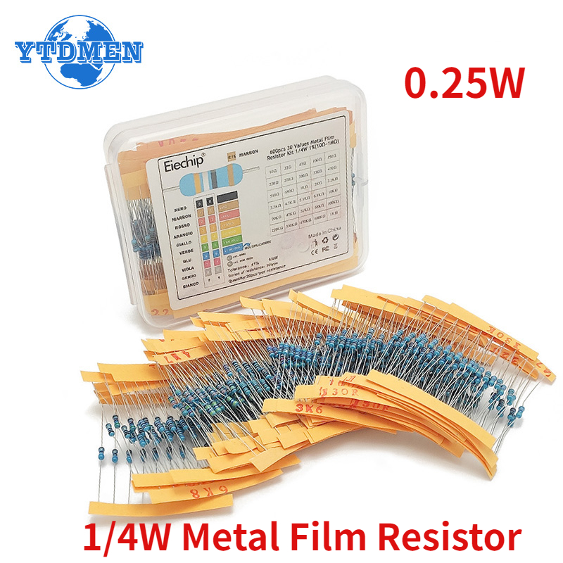 金属皮膜抵抗キット,1/4w,10オーム〜1m,1 r-10 - Resistor Kit 1 4W のレビューと価格